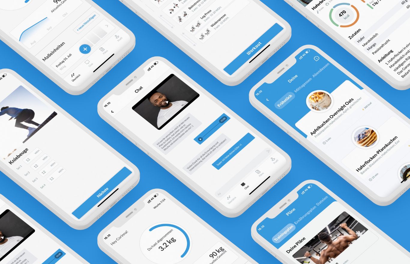 Online Coaching App and its features - chat with the coach, customised meal and workout plans, tracker